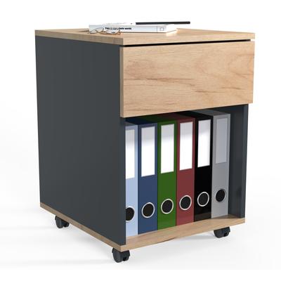 Rollcontainer VCM "Rollcontainer Bürocontainer Dalosa 1 Schublade", braun (anthrazit, honig, eiche), B:39cm, Rollwagen, Rollcontainer