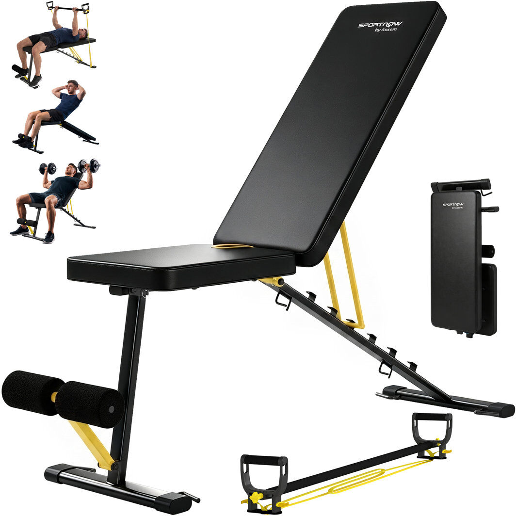 HOMCOM SPORTNOW Adjustable Weight Bench, 300KG Foldable Workout Bench for Home Gym Yellow