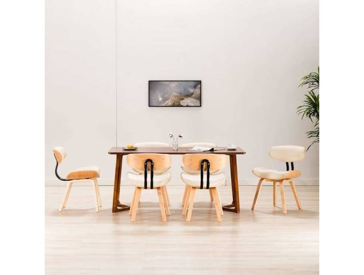Maison Exclusive - Chaises à manger lot de 6 crème bois courbé et similicuir