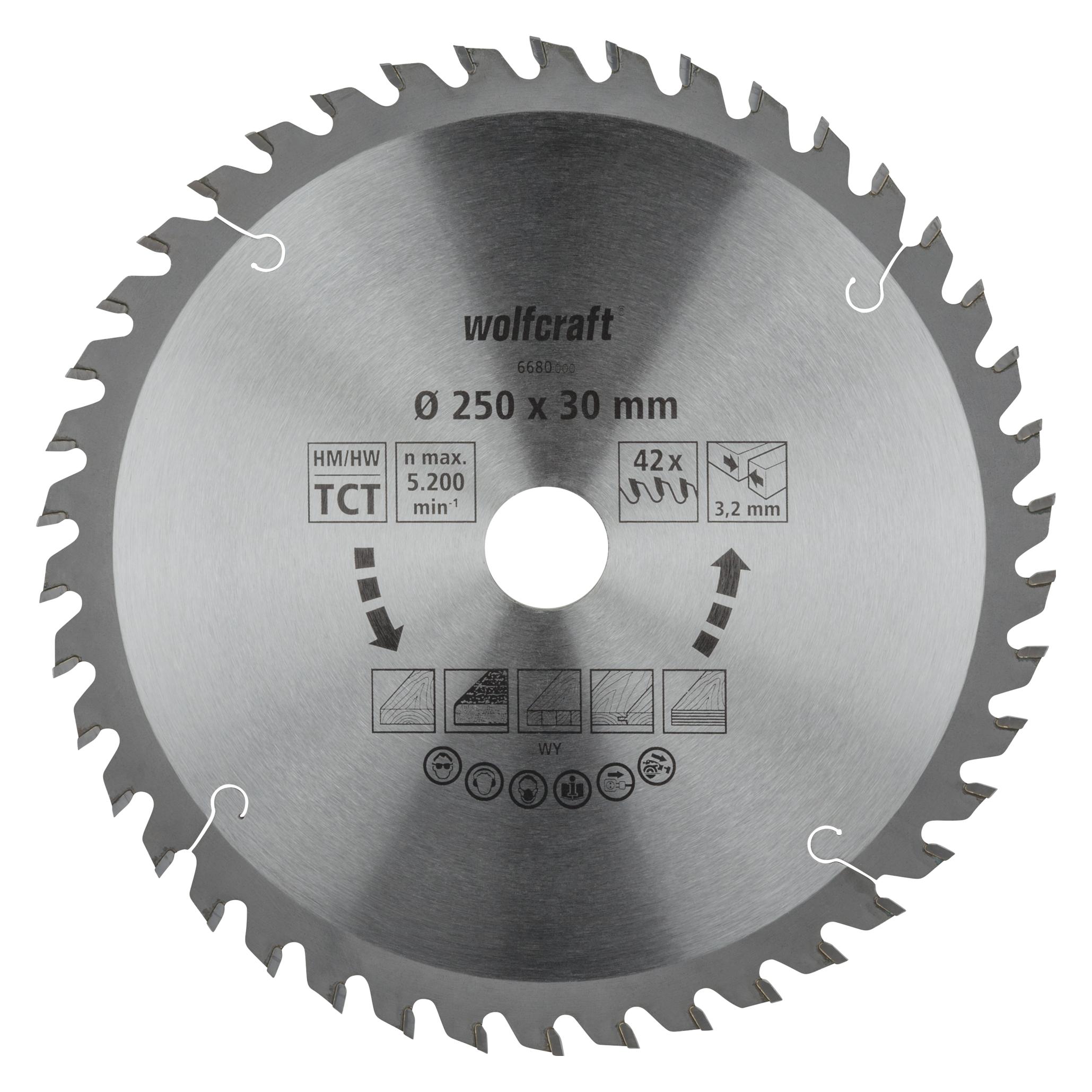 wolfcraft 1 Tisch-Kreissägebl. HM, 42 Zähne ø250mm (6680000)