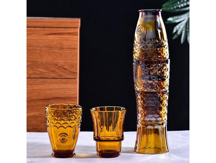 Ensemble de tasses empilables en forme de poisson Koi, verre transparent, galvanoplastie, café, lait, eau, ménage, créatif, 4 pièces, ensemble