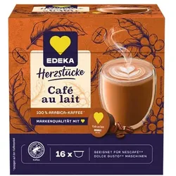 EDEKA Herzstücke Kaffeekapseln Cafe au Lait 16 Stück weiß