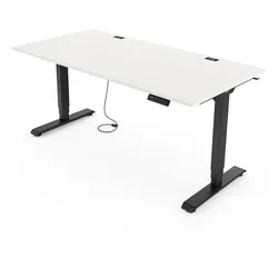Yaasa Desk Essential, 160x80 cm, Weiß/Schwarz - Höhenverstellbarer Schreibtisch
