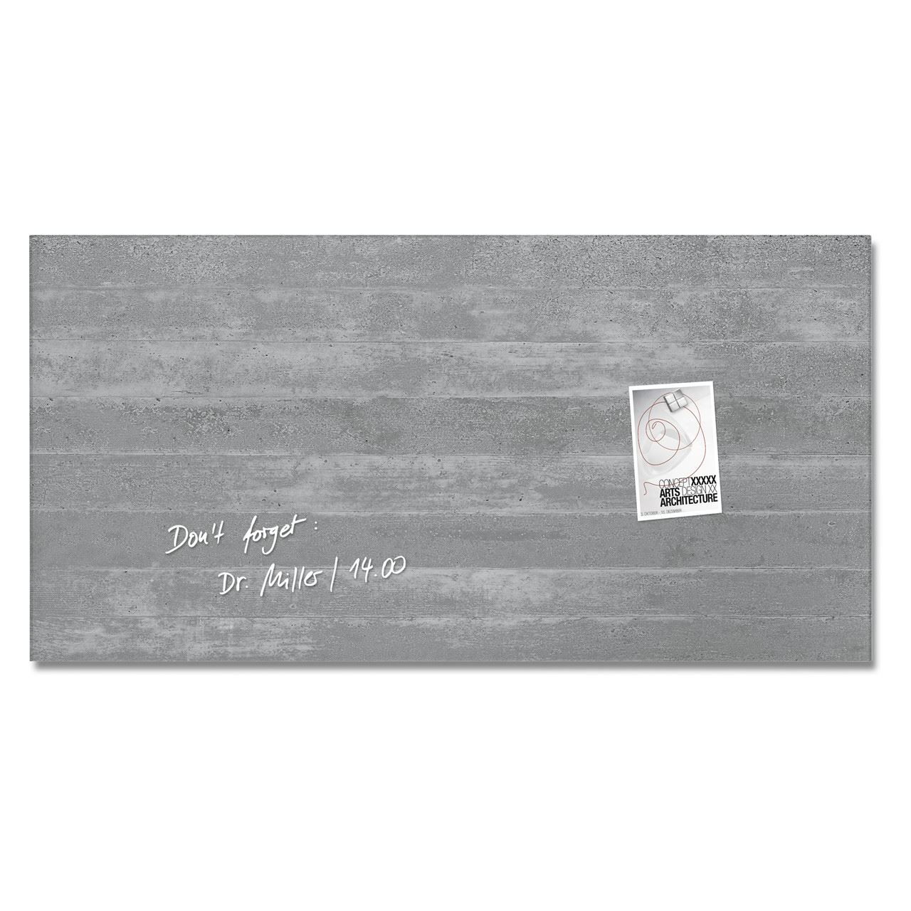 SIGEL Glas-Magnettafel artverum 91,0 x 46,0 cm Design Sichtbeton