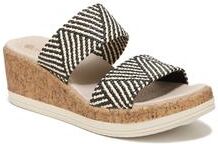 Wide Width Women's Resort Wedge Sandal by BZees in Black Multi Fabric (Size 7 W)