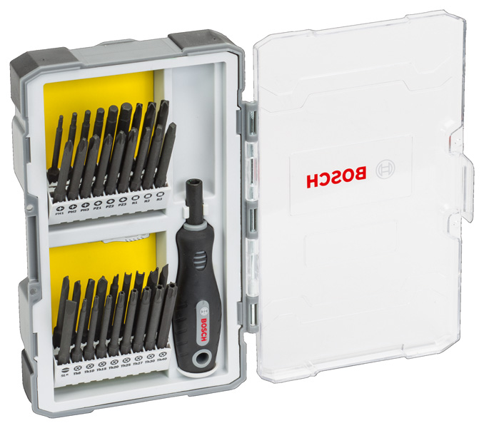 Bosch 37-teil. Set m Schrauberbits u Griff, PH, PZ, SL, TH, TQ, H, TW, SP, R und Bith 2607017320