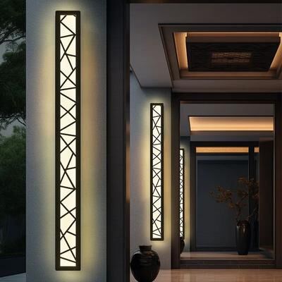 Inspire Curations Minimalist Linear Outdoor Wall Light IP65 Waterproof Modern Porch Sconce neutral White 40cm