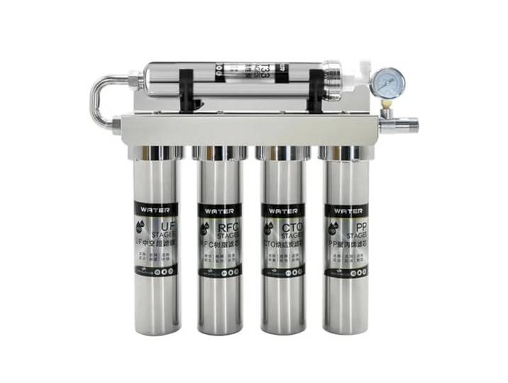 TIEOAXFT Wasserreiniger, Direktgetränk unter der Spüle, 5-stufiger Wasserfilter, Edelstahl, entfernt Rost, Sand, Restchlor und Mikroorganismen(Water Purifier 1 Set,A-U)
