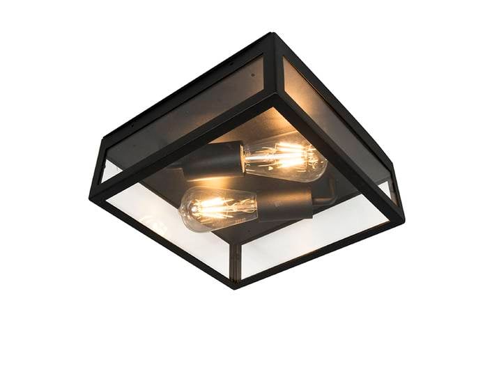 Plafonnier d'extérieur industriel noir 2 lumières - Rotterdam