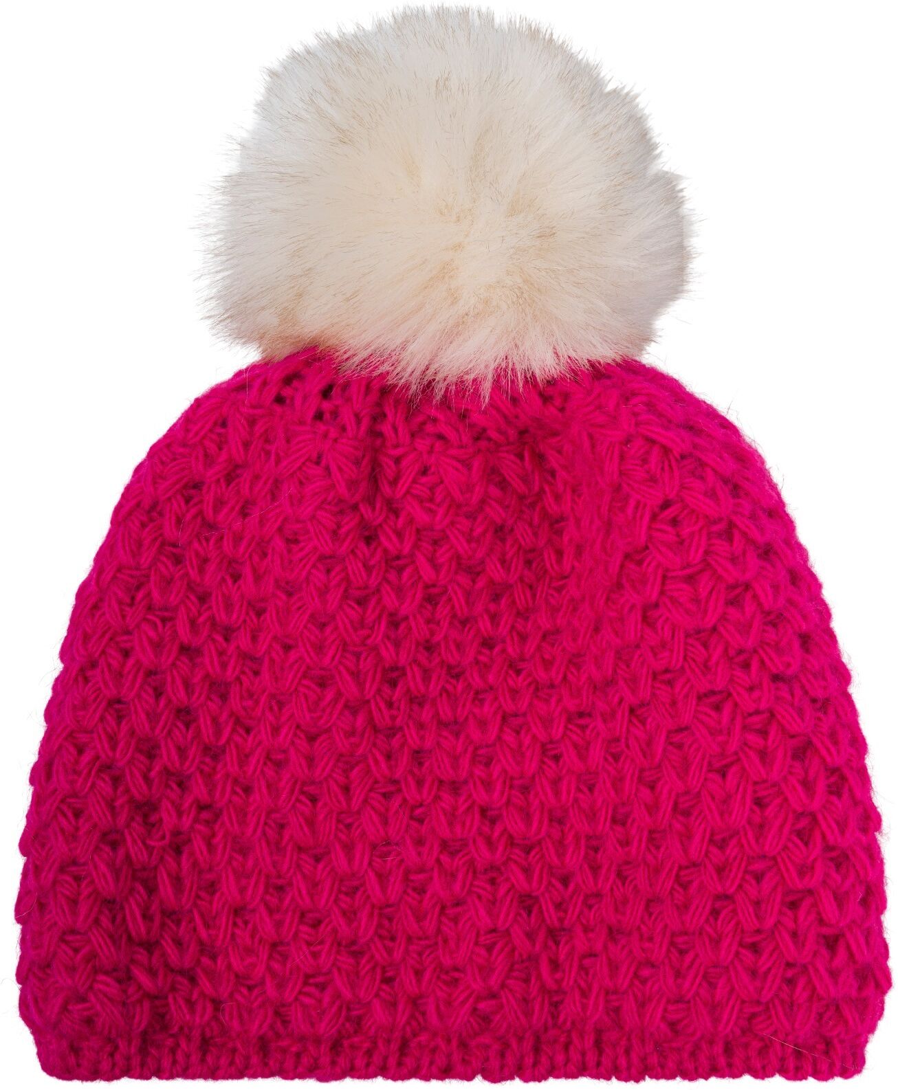 Bommelmütze STYLEBREAKER "Kinder Bommelmütze V-Muster Gehäkelt", Mädchen, pink, Modisch, Mützen Bommelmütze