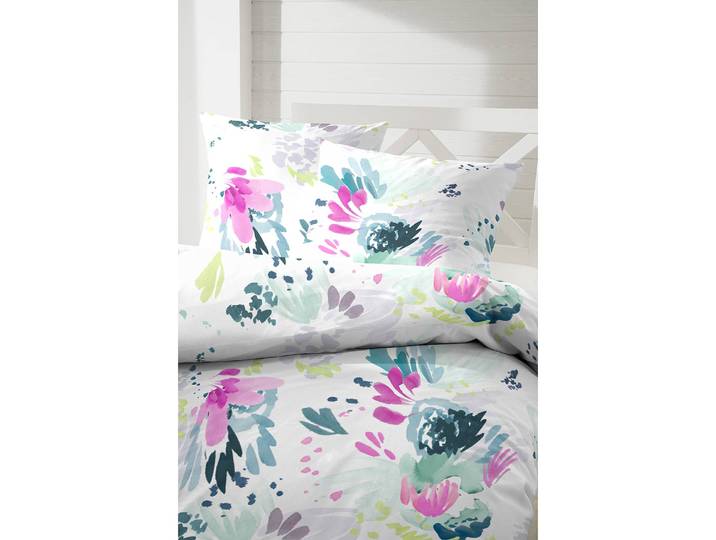 home24 Beddengoed Ninderry 2-delig 135 x 200cm wit/wit/roze