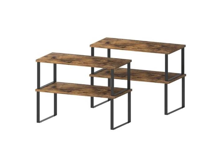 Lot de 4 organiseurs de cuisine extensibles avec cadre en métal étagère à épices pour cuisine garde-manger salle de Marron