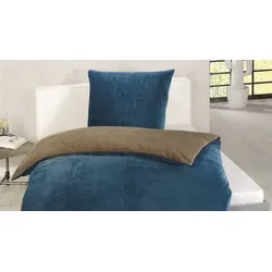 Gözze Cashmere Wende Bettwäsche blau/taupe Komfort Bettbezug 155x220cm