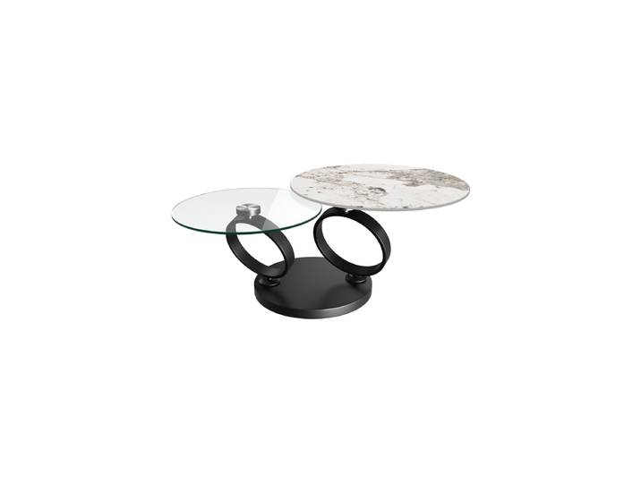 Ausziehbarer, flexibler Design Couchtisch „Eolia Black“ Keramik Calcatta glänzend Akante Design