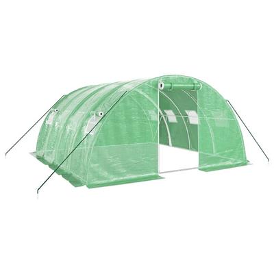 Helloshop26 - Gewächshauszelt/Überdachung für Pflanzen Blumen und Gemüse mit Stahlrahmen 16 m² 4 x 4 x 2 m grün
