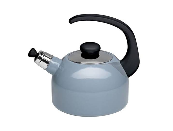 Riess, 0543-065, Flötenkessel Plus 2L, PURE GREY, Gewicht 1,21kg, dreifach emailliert, Wasserkessel mit Flötenpfeife, Induktion, Retro, hergestellt in Österreich, LBH 26,2x18,4x21,9cm
