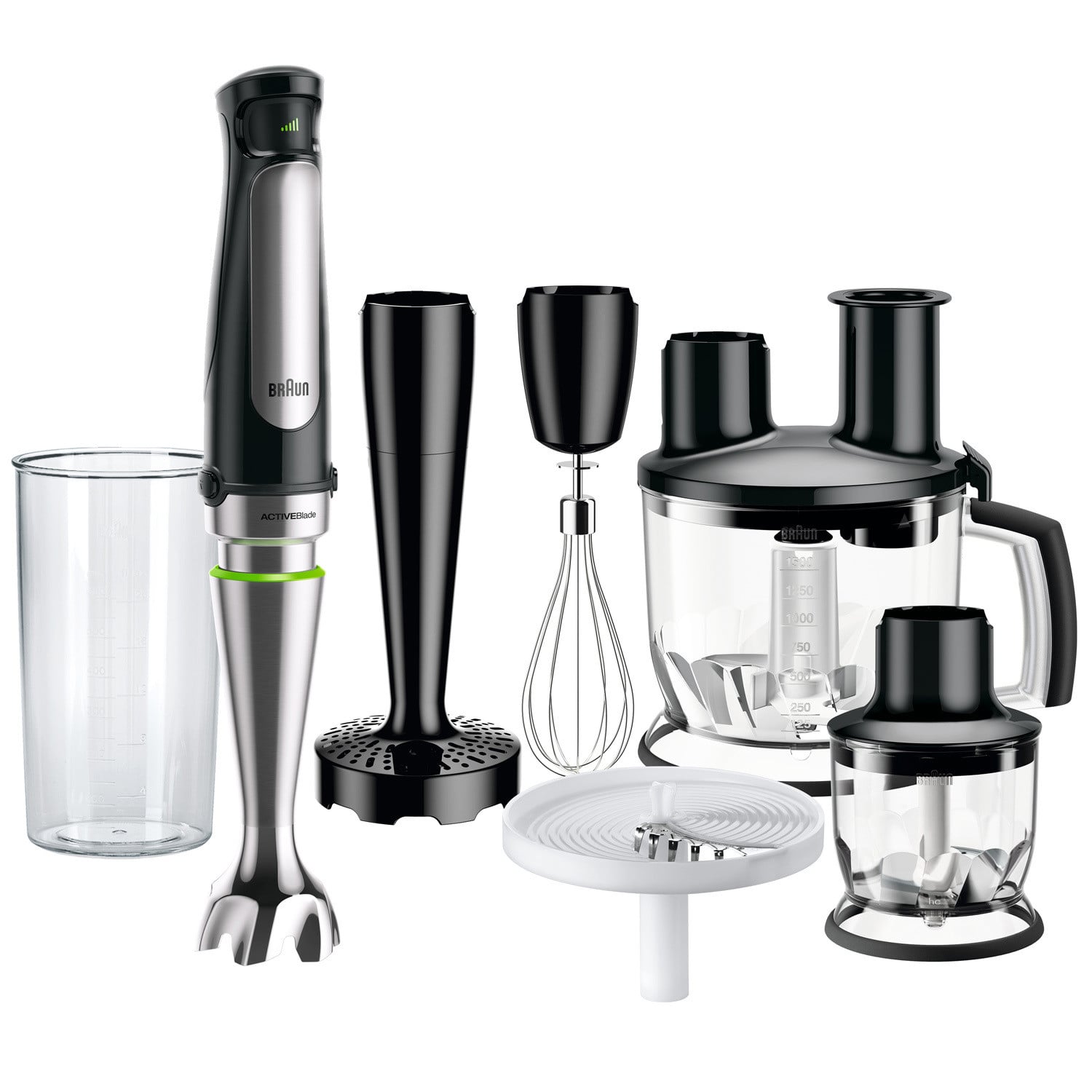 Braun MultiQuick 7 staafmixer MQ 7087X zwart/roestvrij staal, 1.000 watt, met keukenmachine-accessoire, hakmolen, aardappelstamper en garde