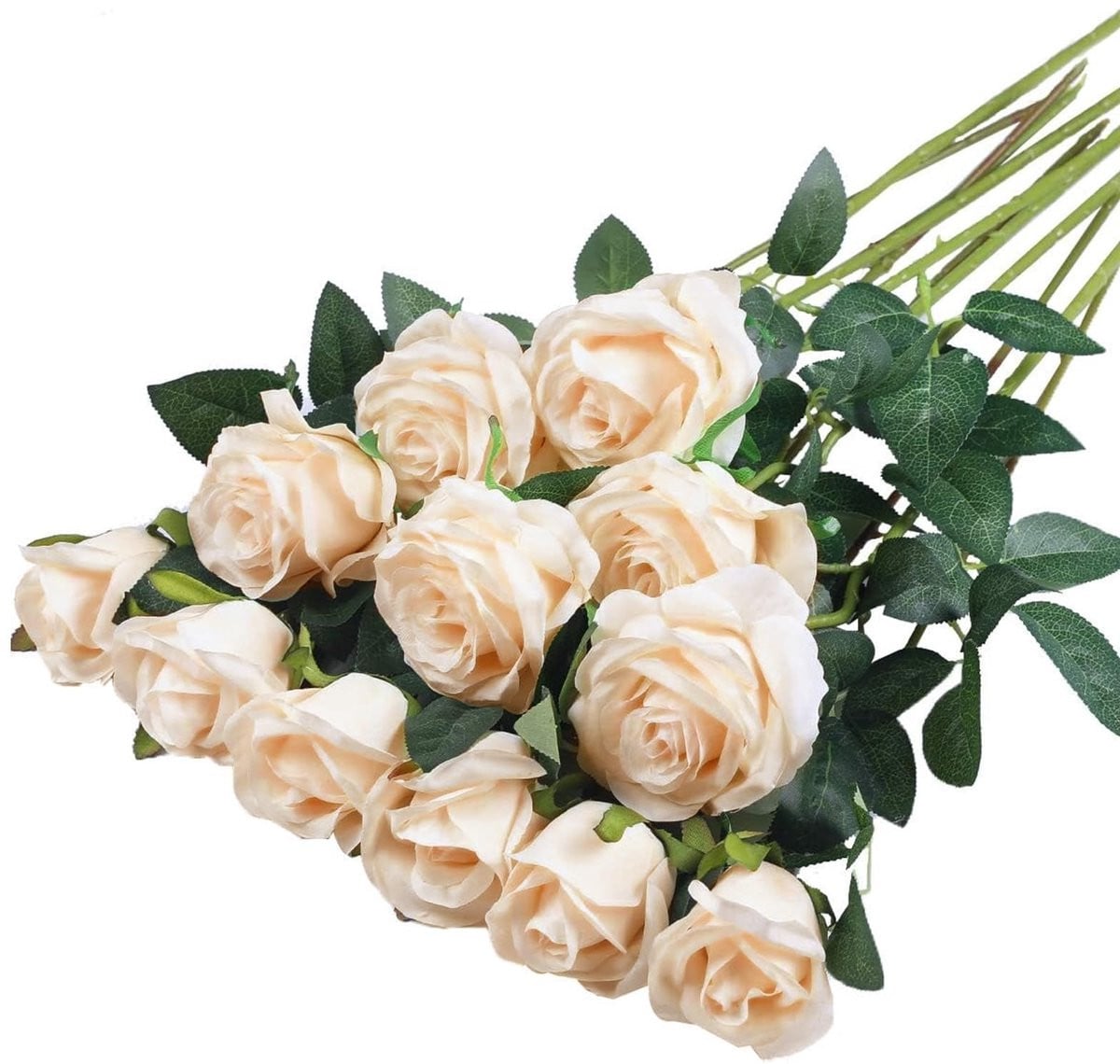 Omgoods Set van 12 Kunstmatige Rozen voor Bruidsboeket en Decoratie