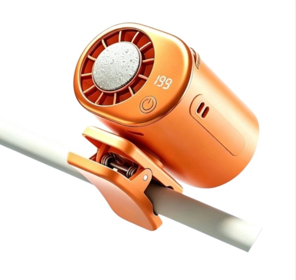 INF Tragbarer Eis-Kühl-Taillen-Clip-Ventilator – Halbleiter, USB wiederaufladbar, freihändig tragbar Orange