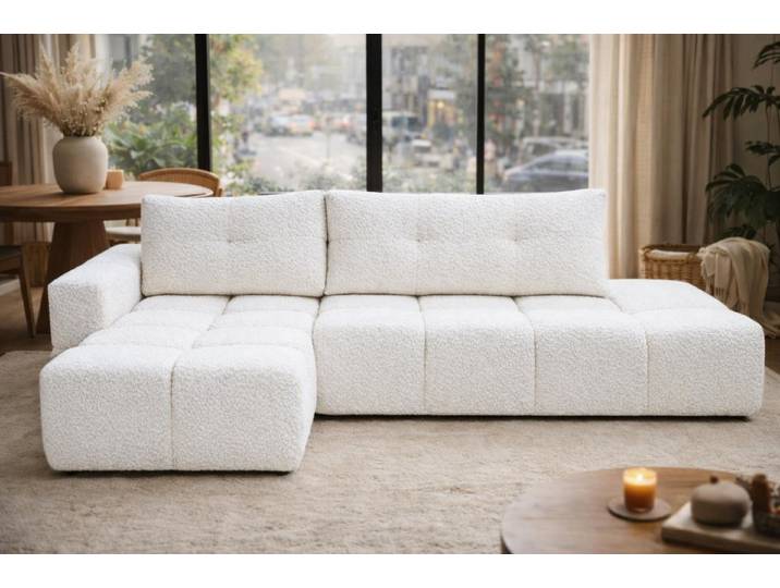 Compleo Ecksofa boucle, 275 cm breit, Wolken-Ecksofa, Liegefläche: 140x205