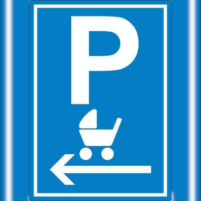 HB-Druck Kinderwagen Parkplatz Aufkleber mit Pfeil nach links A7 (74x105mm)