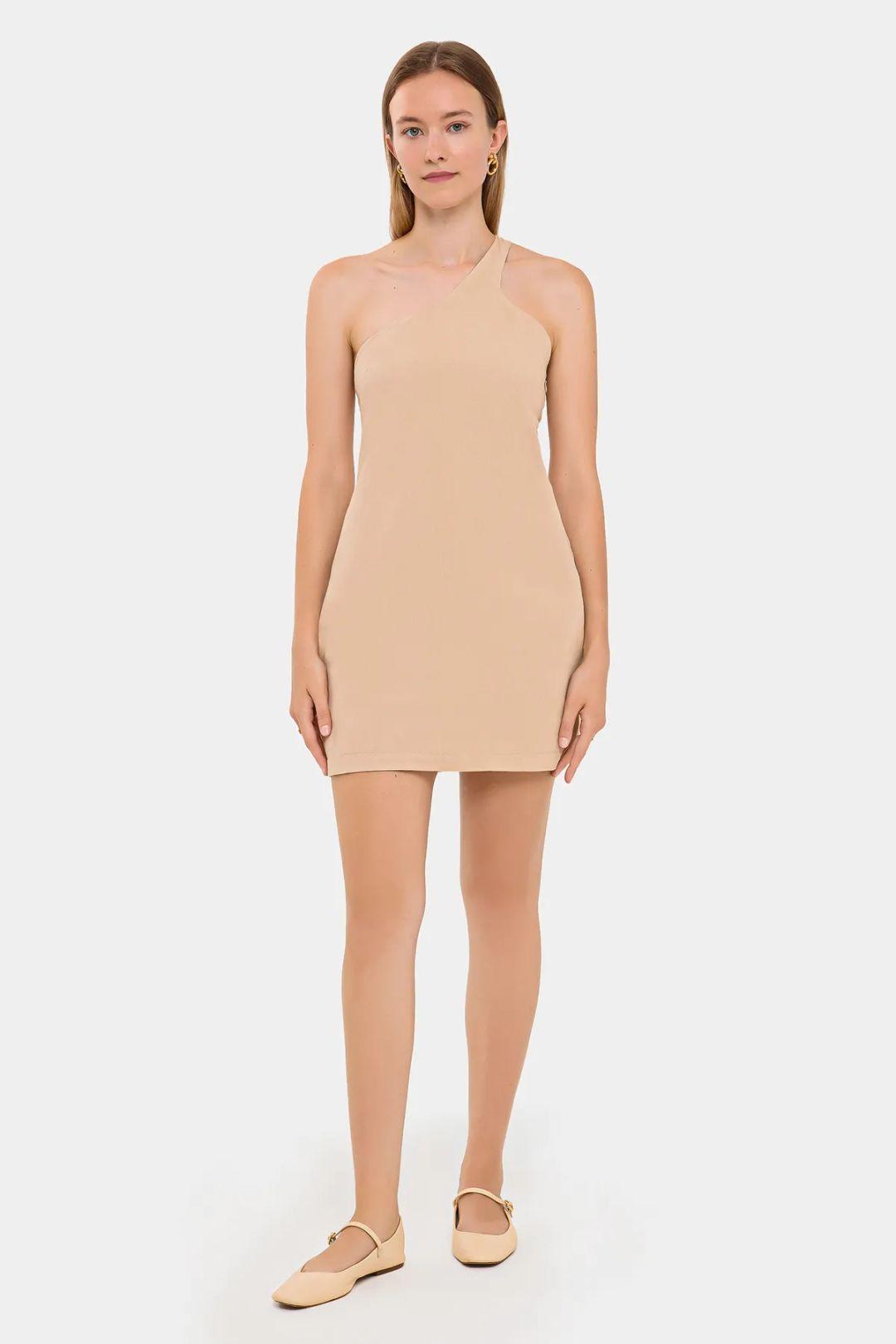 Ein-Schulter Bodycon Mini-Kleid