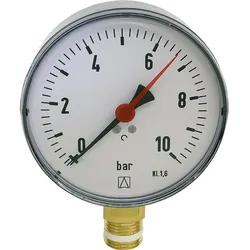 Rohrfeder-Manometer für Heizung/Sanitär Industrie - Radial, Afriso, Ø100mm, DN15 (1/2''), 0-10bar
