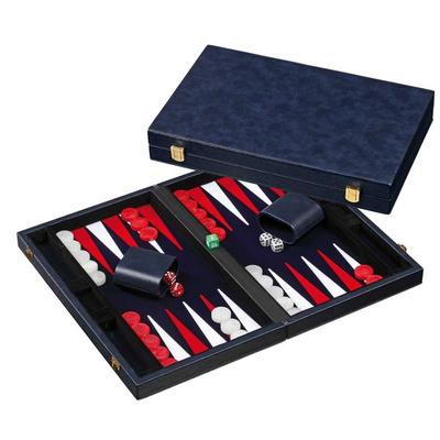 Backgammon blau, medium, Kunstleder