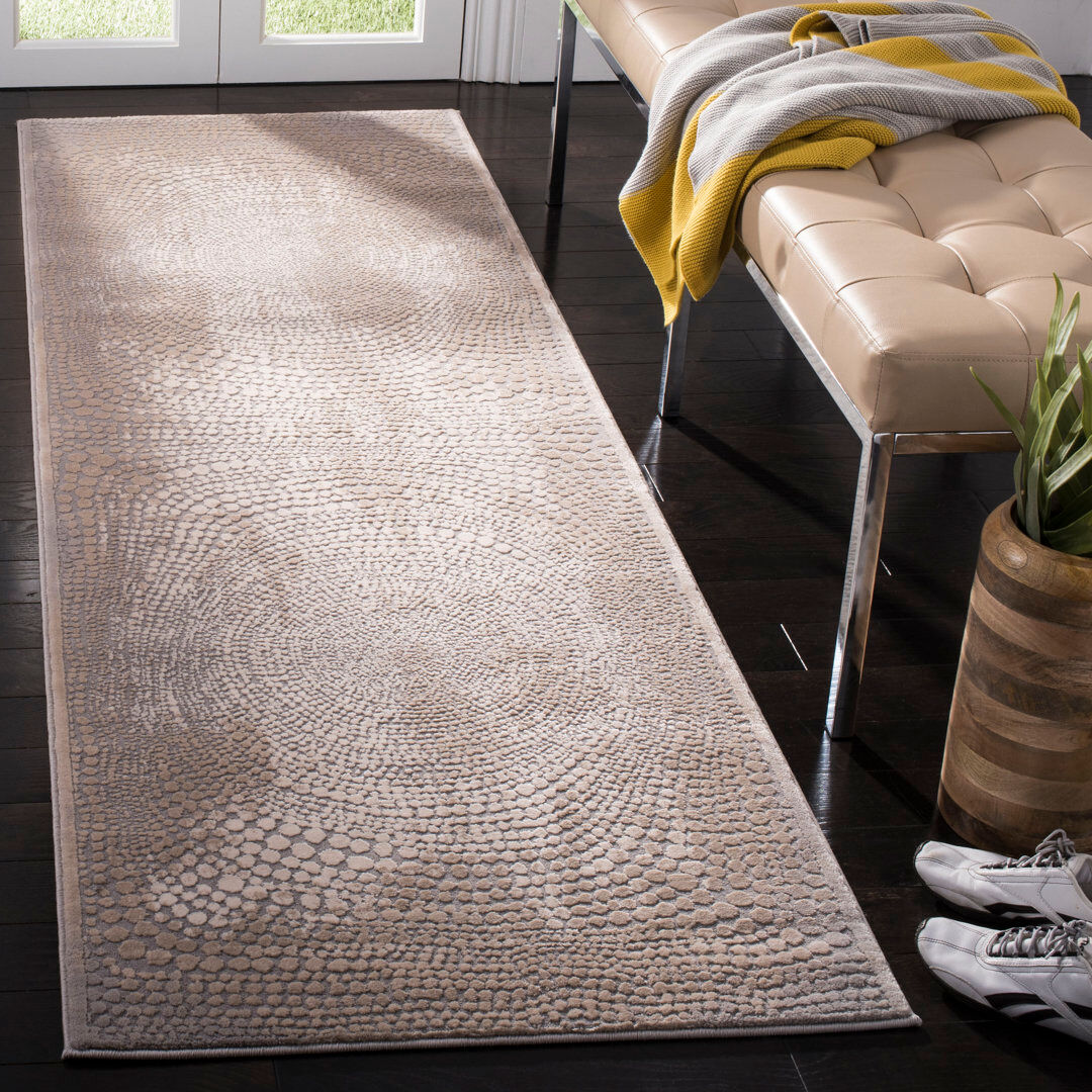 Latitude Vive Meadow Abstract Area Rug In Ivory / Grey Ivory Runner 79 x 244 cm