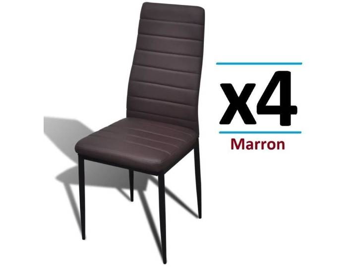 Lot de 4 chaises de salle à manger marron diner en cuir artificiel siège confortable fauteuil salon vintage ensemble