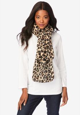 Women's Microfleece Scarf by Accessories For All in Khaki Graphic Spots