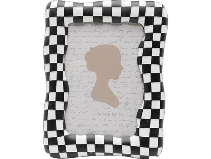 Kare Bilderrahmen Checker, Schwarz/Weiß, 13x18 cm, Bilderrahmen, Geschenk, Schachbrett-Muster, Wohnzimmer