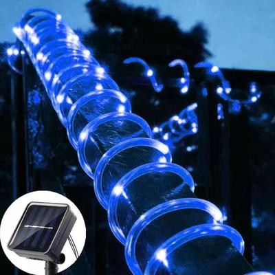 Uplift Treasures 100 LED Solar Tube String Light Warm White Outdoor Garden Light blue 10 M (100 Leds)