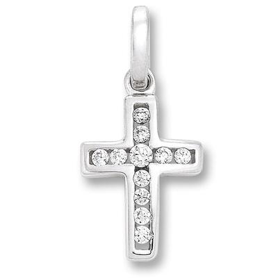 Kreuzkette ONE ELEMENT "Halskette - Kreuzkette mit Zirkonia Kreuz und Anhänger aus 925", silber, Halsketten, Damen, Silber 925 (Sterlingsilber), Kreuzkette, Zartes Emblem – unaufdringlich und dennoch ausdrucksstark