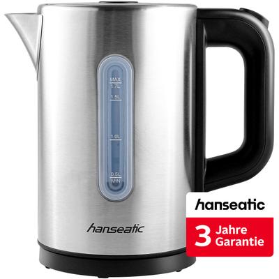 HANSEATIC Wasserkocher "HWK1752200SD", silber, B:14cm H:25cm T:25cm, Wasserkocher, inkl. 3 Jahre Herstellergarantie