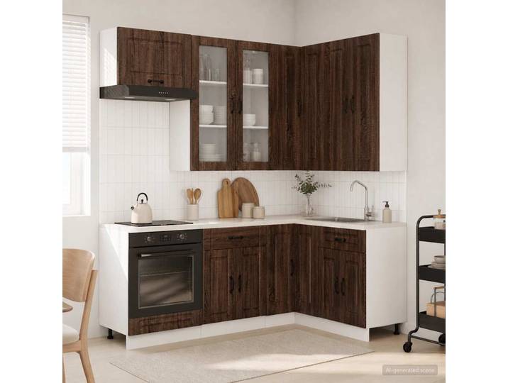vidaXL Kücheneinheit KALMAR 8 stk. Brauneiche Holzwerkstoff