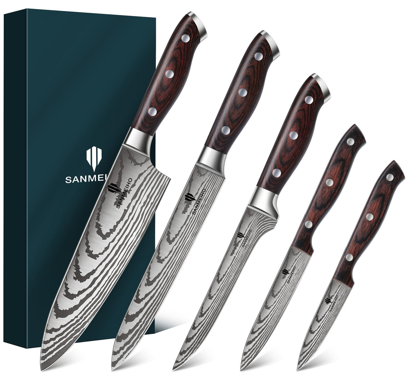 Set van 5 Japanse keukenmessen