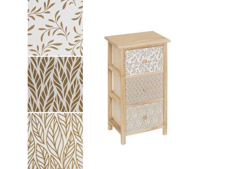 DRW Schrank mit 3 Schubladen MDF Holz in Natur