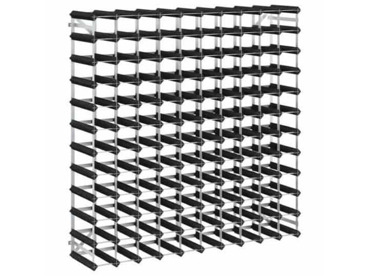 XHNIFBN Weinregal für 120 Flaschen Schwarz Kiefer Massivholz Stahl Stabile Flaschenablage aus Kiefernholz und Stahl für Wohnzimmer oder Weinkeller mit Kippschutz für 120 Flaschen.