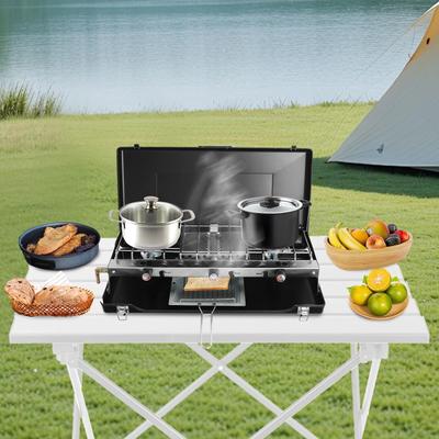 Modern Burner Portable Camping Stove Dual Fuel Gas Cooker With Grid & Tray Modern Burner Portable Camping Stove Dual Fuel Gas Cooker With Grid & Tray
