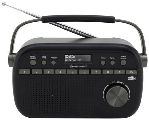Soundmaster DAB280, Tragbar, Analog & Digital, DAB+, FM, 1,2 W, Schwarz, Alkali
