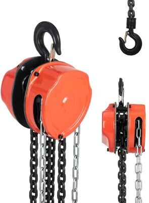 Garvee G80 Manual Hand Chain Hoist, 1 Ton (2200 lb) Capacity - 20 ft Lift Chain Block for Garage, Factory & Dock