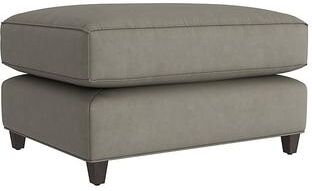 Juliana Leather Ottoman - Sage Leather, Sage Walnut - Ballard Designs