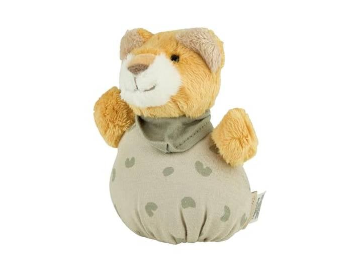 Sterntaler Knuddelsäckchen Löwe Leo - Aus weichem Flausch - Rasselball und Knisterpapier - Baby- und Kleinkindspielzeug - Fördert die Sinne und Motorik von Babys - Ideal als Geschenk, steingrau