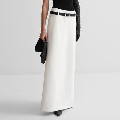 LightInthebox Women's Fashion Maxi Mid Rise Skirts Plain Split Ends Micro-elastic Vacation Street White Summer