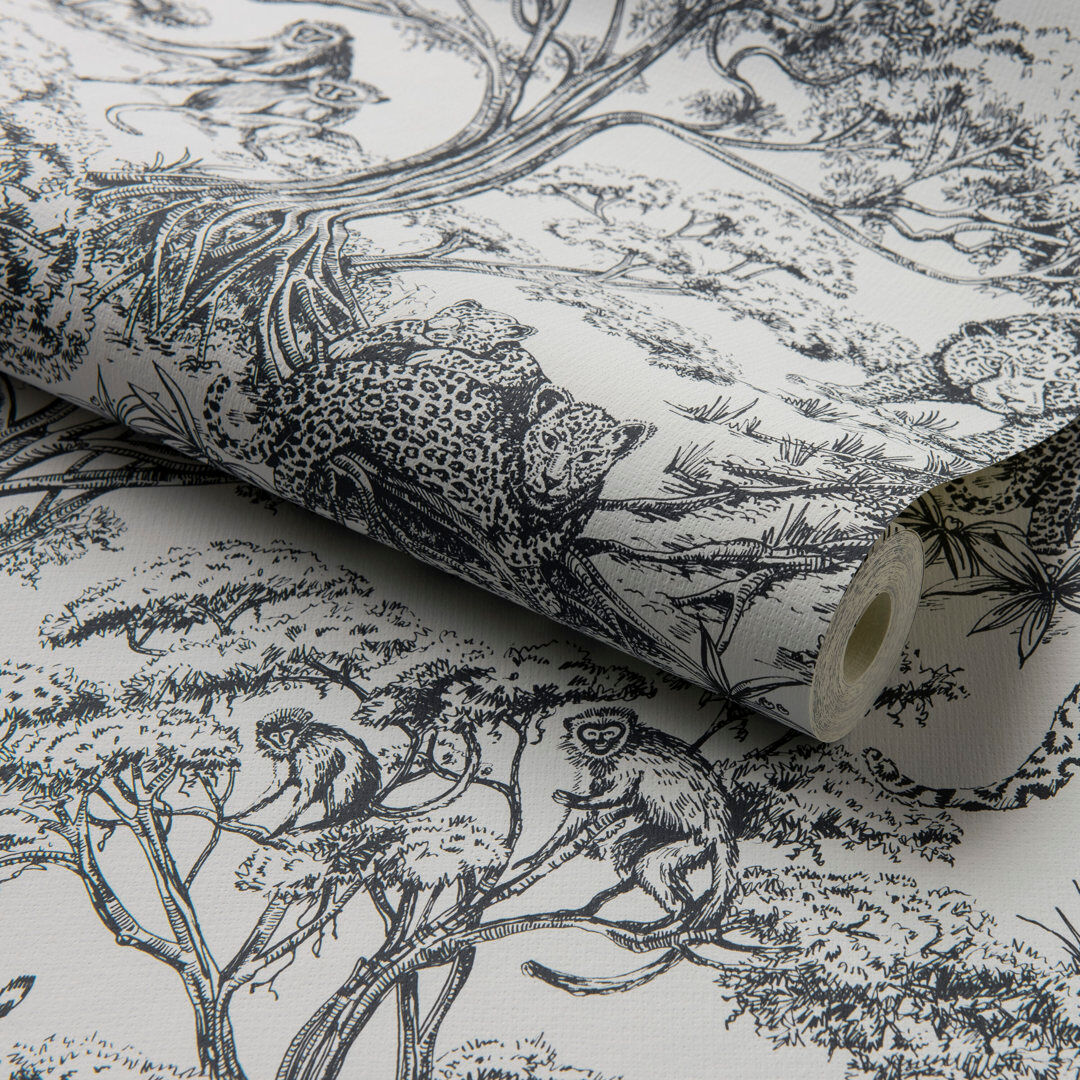 Clarke & Clarke Breegan Jane X Clarke and Clarke Kisumu Wallpaper Roll Noir