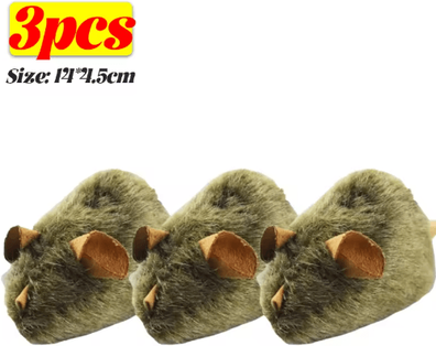 Inspire Picks Interactive Plush Mouse Cat Toy With Realistic Squeaky Design 3pcs