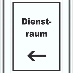 HB-Druck Dienstraum Schild mit Text und Richtungspfeil links Büro hochkant A1 (594x841mm)