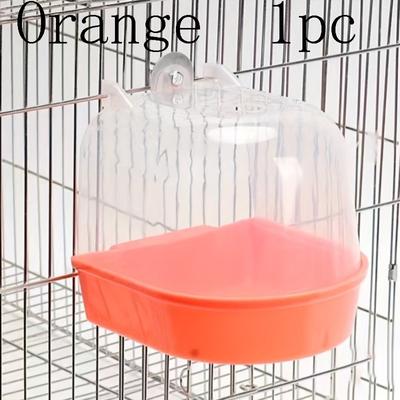 Youfap Market Splash Proof Transparent Bird Bath Tub, Parrot Shower W Easy Grip Handle For Lovebirds & Conures orange