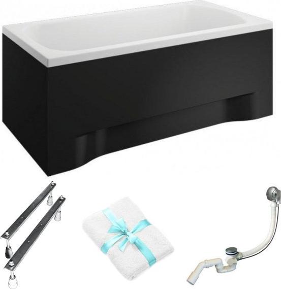 Aqua For You | Polimat Badewanne Acryl Classic - 170x70cm - Antibakterielle Beschichtung - Schwarze Verkleidung